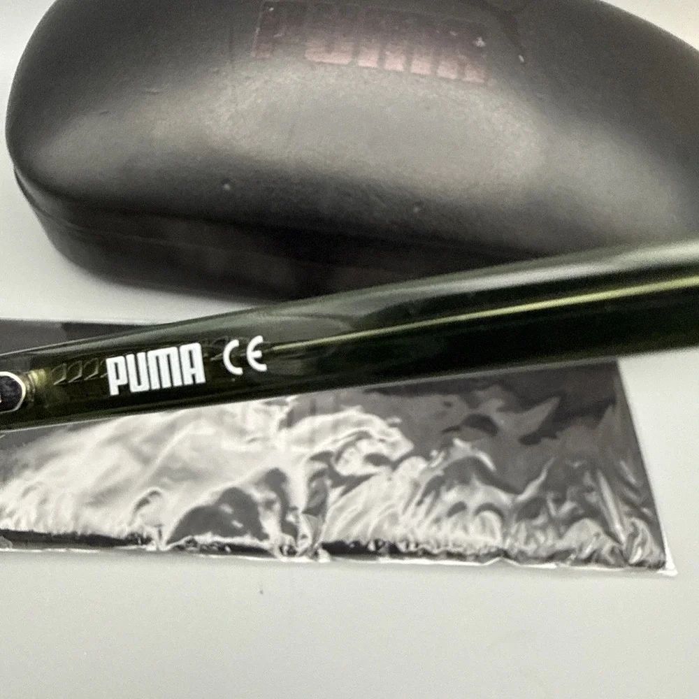 PUMA AUTHENTIC GREEN ROUND SUNGLASSES -FRAMES ONLY-50/20-140 INCLUDES CASE/CLOTH